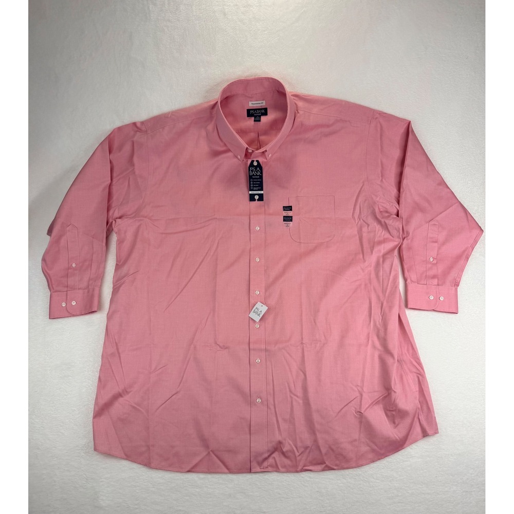 Jos. A. Bank Traveler Shirt Mens 20 34/35 Pink Traditional Fit Cotton Non-Iron